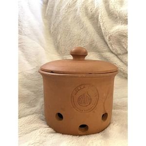 Bella Cucina (Italy) Terra Cotta Clay Garlic Onion Keeper Storage Pot Bowl Lid